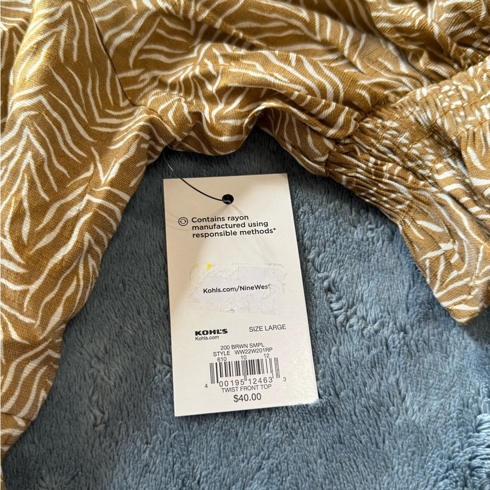 Nine West Gold and White Patterned Blouse